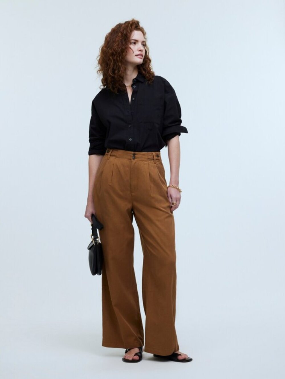 Madewell Pleated Wide Leg Cropped Pants Brown Utility Khaki Palazzo Harlow